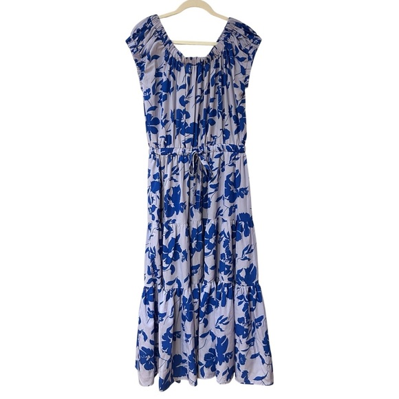 NEW Easel Floral Print Off Shoulder Challis Maxi Dress Sz S Tie Waist Sundress - Picture 4 of 10